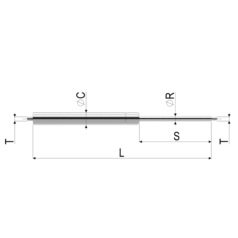 disegno_molle_gas_filettatura_acciaio_inox Disegno molla a gas con filettatura in acciaio inox
