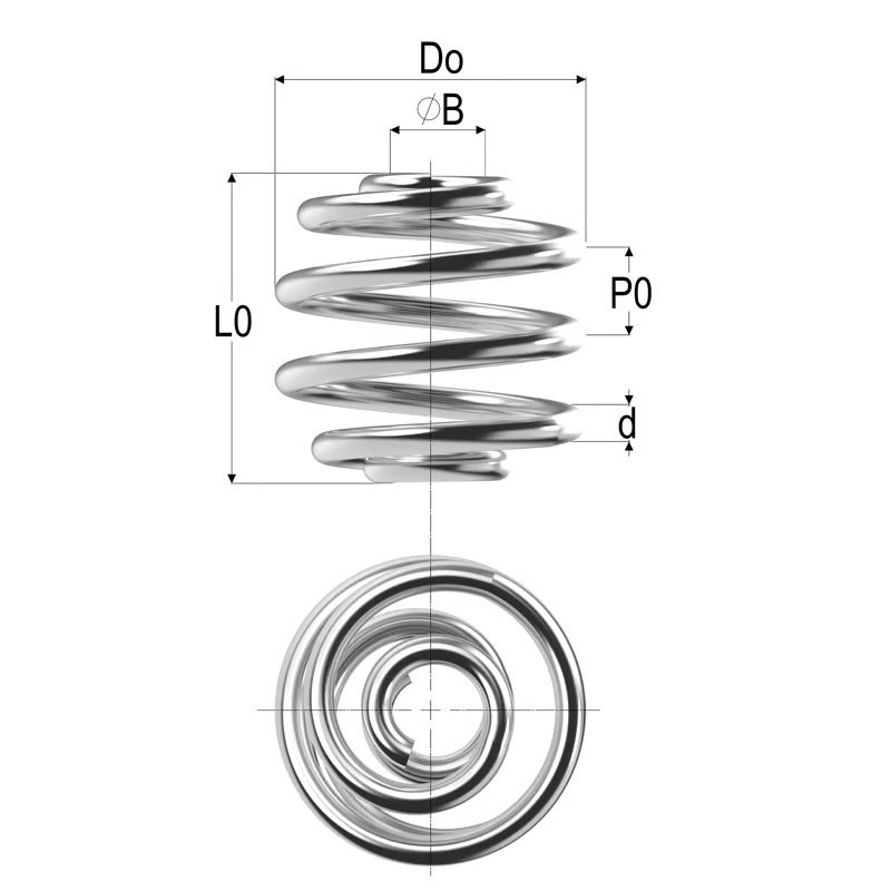 Disegno molla biconica