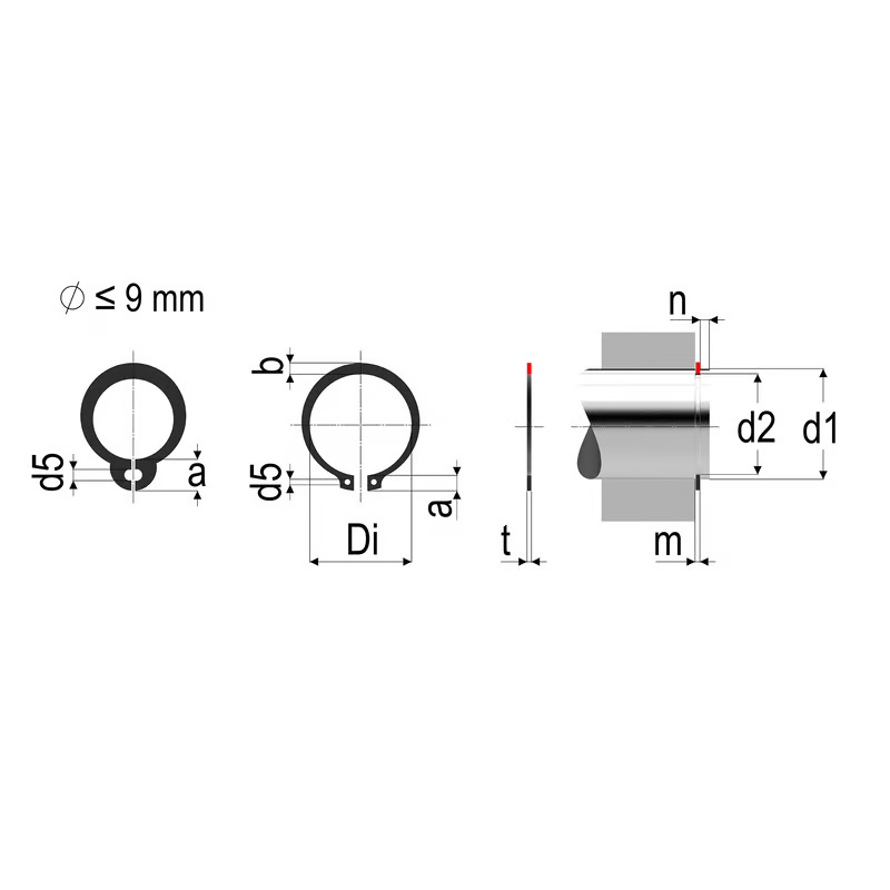 Disegno anello di bloccaggio con foro RRS